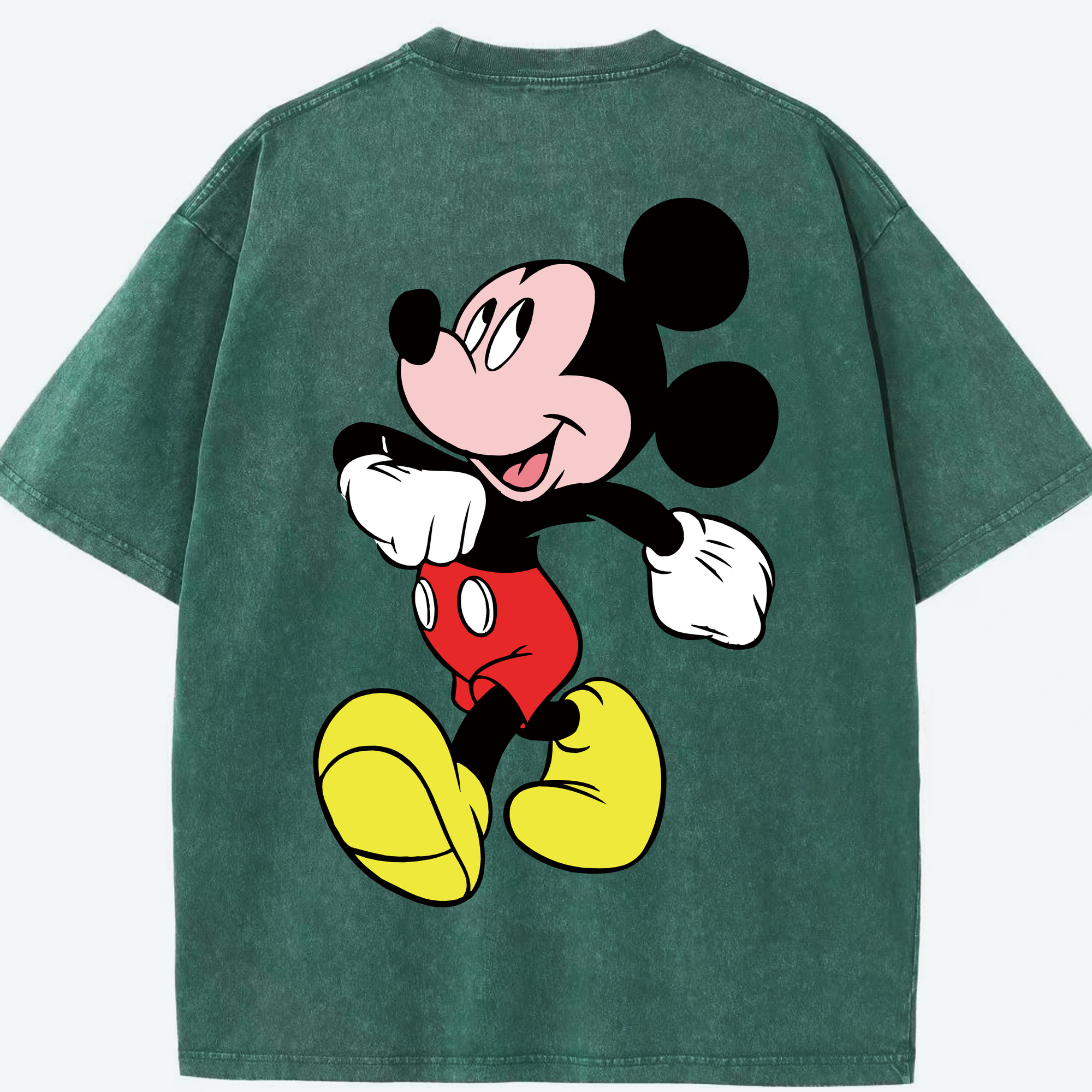 （画像用） ミッキーマウス Mickey Mouse 綿100% ヴィンテージ風 半袖Tシャツ（背面プリント）